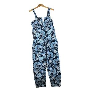 New Loft Floral Print Pant Jumpsuit‎ size 10 Blue